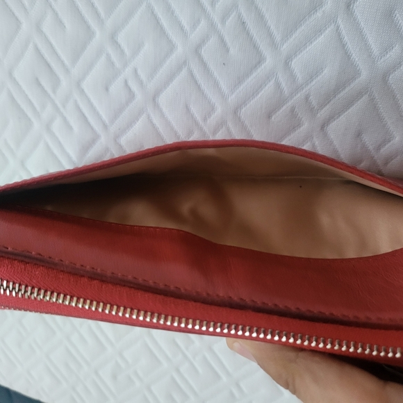 Coach Smooth Leather Double Zipper Accordion Wallet Black Cherry - Picture 9 of 9